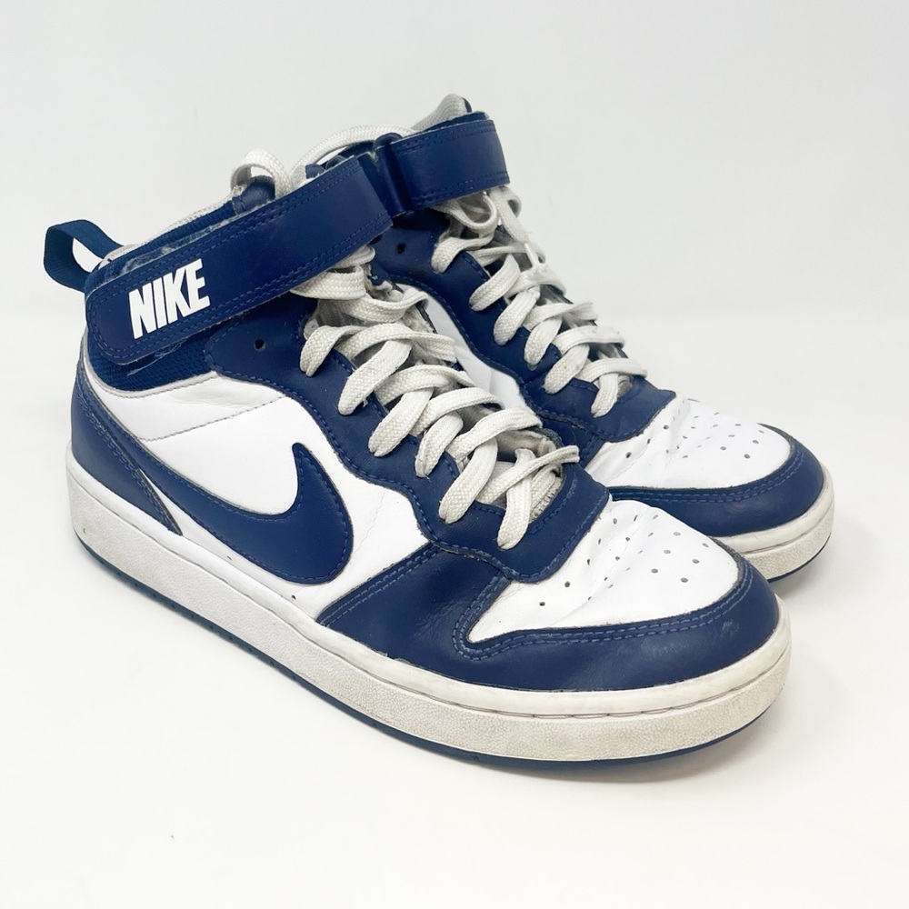 Nike Navy and White Court Borough Mid 2 Sneakers